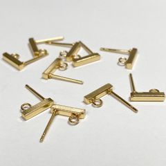 【10個】サージカルステンレス　カン付きピアス　アレルギー対応　ゴールド
