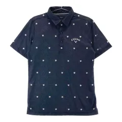 サイズ：M CALLAWAY キャロウェイ  半袖 ポロシャツ 花 モンステラ柄 ネイビー系 [240101268969]# ゴルフウェア メンズ ストスト