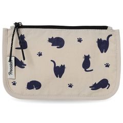 【在庫処分】旅行 かわいい猫の絵柄 ポータブル 軽量 収納 カードホルダー 男女兼用 小銭入れ ミニポーチ 雑貨 キーポーチ 小型収納ポーチ (ベージュ) Precatch