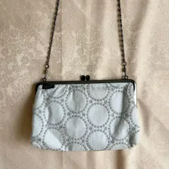 刺繍がま口チェーンポシェット　グレー　ショルダーバッグ