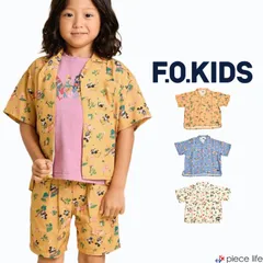 F.O.KIDS キッズ シャツ ディズニー キャラクター アロハ シャツ セットアップ ミッキー ミニー 男の子 女の子 レーヨン 総柄 100 110 120 130 140 150 R309034 オレンジ