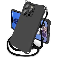 iphone 14ProMax ケース シリコン 耐衝撃 斜めがけ ショルダー タイプ カバー 紐付き 織りストラップ付き 肩掛け 首掛け アイホン 14プロマックス ケース 米軍MIL規格 SGS認証 スマホケース 携帯ケース ストラップホール付き 薄型 0