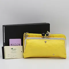 良品 箱付 アナスイ 313750-60 イエロー 財布 長財布 がま口 レディース OKZ 2000000 NSK