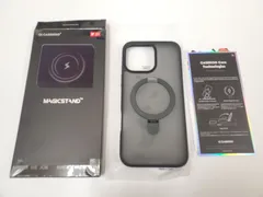 ★CASEKOO iPhone 16 Pro Max 用 ケース 米軍MIL規格 横縦両立 指紋防止 マット仕上げ 最大25W充電対応 MagSafe対応 黄変防止 半透明 ストラップホール付き  ケース 6.9インチ「MagicStand」(ブラック)