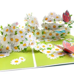【在庫セール】立体バースデーカード、手作り3Dポップアップカード、お誕生日カード、フラワーカード、メッセージカード、七五三祝い、母の日、父の日、結婚記念日、バレンタインなどに最適なグリーティングカード、結婚祝い カード 立体 (F015)