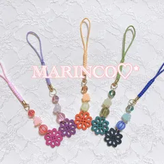 お花の和風ストラップ／オレンジ(NO.545)