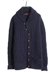 【お得なクーポン配布中!】 80s Bloomingdale's ショールカラー ニット カーディガン メンズ M ヴィンテージ セーター ウール ケーブル 前開き 無地 フィッシャーマン