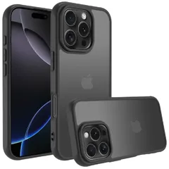 新品 iPhone 16 Pro Max ケース iphone ケース スマホカバー 耐衝撃 指紋防止 滑り止め マット半透明 黄ばみなし レンズ保護 米軍MIL規格アイフォン16 Pro Max 用カバー インチ PinLiSheng (ブラック iPho