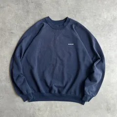 80s/McGREGOR/マックレガー/無地スウェット/ラグランスリーブ/フロッキープリント/前Vガゼット/ワンポイントロゴ/ネイビー/紺/L/jmaple