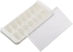 [新品※未使用] 製氷皿 アイスキューブトレー ホワイト 幅11.5×奥行26.1×高さ4.0cm 日本製 蓋付き 大容量 大きい氷 大きめ 大粒 軽量 こぼれない 業務用 I-537のサムネイル
