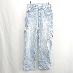 ◇ Θ me+em select ミームセレクト ダメージ加工 デニムパンツ サイズM インディゴブルー レディース E  【1501230025324】