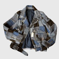 ライダースジャケット｜ハリス・ツイードビンテージ古布パッチワーク【T.K GARMENT SUPPLY】