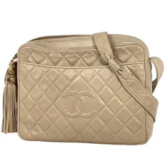 シャネル CHANEL ココマーク ショルダーバッグ フリンジ タッセル マトラッセ ショルダーバッグ レザー ベージュ レディース 【中古】