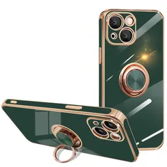 inxhey iPhone 13Mini ケース リング付き アイフォン 13Mini ケース 耐衝撃 スマホケース 携帯カバー 360°回転 リング スタンド機能 ストラップホール付き 車載ホルダー対応 TPU メッキ加工 カバー iphone 13Mi 1