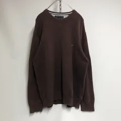 TOMMY HILFIGER ニット ワンポイント刺繍 ブラウン メンズXL