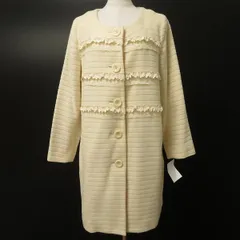 #wnc ピンクハウス PINKHOUSE コート アイボリー アンゴラ混 ボーダー フリル レース ノーカラー レディース [946611]のサムネイル