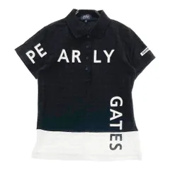 サイズ：0 PEARLY GATES パーリーゲイツ 2022年モデル 半袖ポロシャツ ロゴ 千鳥柄 ブラック系 [240101295409]# ゴルフウェア レディース ストスト