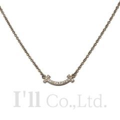 Tiffany&Co.　ティファニー　Tスマイル　ネックレス　ミニ　62617772　750PG　16Pダイヤモンド0.03ct　ブランドジュエリー　ペンダント　Tモチーフ　Au750　ピンクゴールド　K18PG　18金　マイクロ【中古】【75383】