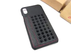 ■美品■ Christian Louboutin ルブタン スパイクスタッズ レザー iPhone X/XS  アイフォンケース スマホケース ブラック系 FE4849