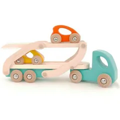 BorneLund（ボーネルンド ）BAJO社 バヨ 車をはこぶトラック ライトブルー トレーラー 木製玩具 木のおもちゃ お誕生日 1歳 おうち時間 初節句 子供