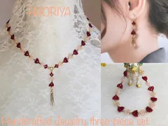 ビーズ編みネックレス×ブレスレット×ピアス3点セット【嬉しいプレゼント付き】