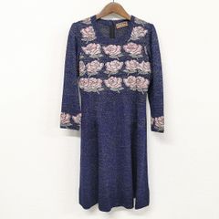 美品◇サイトウトヨコ◇斉藤都世子◇バラ模様半袖ワンピース◇花柄ワンピース◇ 斎藤都世子 サイトウトヨコ 花柄 薔薇 ラメ ニット ワンピース