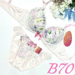 （933800）花柄プリントハーフレースブラ&ショーツセット【B70/M】