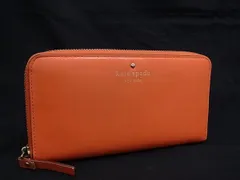 kate spade ケイトスペード PWRU2076 PVC ラウンドファスナー 長財布 ウォレット 小銭入れ 札入れ カード入れ オレンジ系 DJ2902