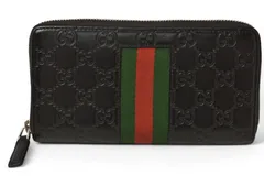 グッチ 財布 GUCCI 長財布/ラウンドファスナー式 ウェブライン グッチシマ ブラック 408831【中古】