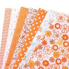 【話題】【 豊富な種類 】iikuru カットクロス 布 花柄 プリント おしゃれ 手芸 生地 はぎれ 花 手芸用 パッチワーク 布セット ハンドメイド (５０×５０ オレンジ２)y424
