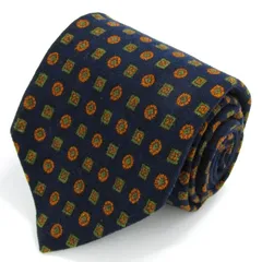 エルメネジルドゼニア ブランド ネクタイ ドット 小紋柄 花柄 シルク PO メンズ ネイビー Ermenegildo Zegna 【中古】