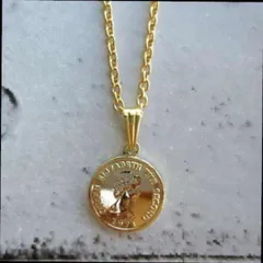 シャツに ゴールド コインネックレス 40cm メンズ カン付き