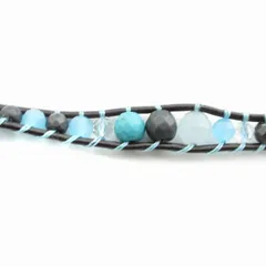 チャン ルー CHAN LUU ネックレス アクセサリー ビジュー ターコイズ レザー 青 ブルー 黒 ブラック /HOのサムネイル