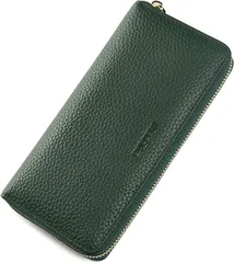 Mandiva(マンディーヴァ) 財布 レディース 長財布 本革 セパレート型 小銭入れ 大容量 ラウンドファスナー(グリーン)