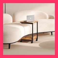 【スタッフおすすめ！】YeTom サイドテーブル キャスター付き ベッドサイドテーブル 可移動ベッドテーブル サイドワゴン コの字 テーブル 層幅37*奥行26*高さ53cm（キャスター付き） ビンテージ