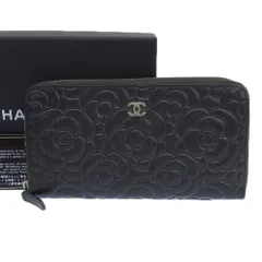 【本物保証】 箱・保付 超美品 シャネル CHANEL カメリア ココマーク ラウンドファスナー長財布 A82281 シール付 28番台 ロゴ