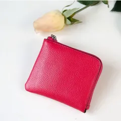 超軽量　コンパクト本革柔らかなミニ財布 小銭入れ　ポーチ　ローズピンク