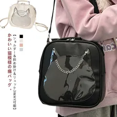  斜め掛け 小さめ ショルダーバック 痛バ ショルダー オタクバッグ 肩掛け リュック かわいい クリアバッグ フェイクレザー 透明窓 猫型 痛バッグ ライブ 見せバッグ コンパクト 缶バッジ 推し活#dzdx9836
