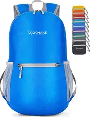 ZOMAKE アウトドアバック 折りたたみリュック 防水 20L バックパック デイパック 登山用(ブルー)