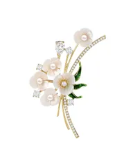 【数量限定】真珠梅花ブローチジルコンパール貝殻花コサージュ素敵な胸飾り卒園式卒業式入学式結婚式発表会面接パーティー用 お誕生日記念日クリスマス母の日お祝いに女性への贈り物 ギフトケース付き