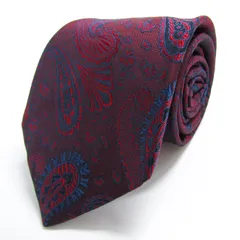 クリケット ブランド ネクタイ 総柄 ペイズリー 幾何学模様 シルク 日本製 PO メンズ ワインレッド CRICKET 【中古】