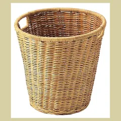 『芒草』収納＆ダストボックス「26×26cm」　※フェーン,シダ,芒草,植物,かご,アジアン雑貨,バスケット,ケース,籐,リーズナブル,インテリア,和室,オリエンタル,ゴミ箱,ごみ箱,屑入れ,くずかご,まとめ買い,セット割引,定番,シンプル,天然素材,丸型