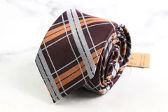 タカキュー ブランド ネクタイ チェック柄 格子柄 未使用タグ付 PO メンズ ブラウン TAKA Q