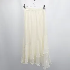 ◇ ⊂ one after another NICE CLAUP ウエストゴム ロング フレア スカート サイズF アイボリー系 レディース E  【1505290007337】