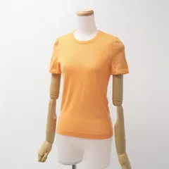 HERMES - ■美品■HERMES エルメス 総カシミヤ 半袖 ニット セーターサイズ34 Hロゴ オレンジ イタリア製 ブランド古着【中古】20230509/GN2906 □美品□HERMES エルメス 総カシミヤ 半袖 ニット セーター