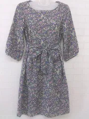 ◇ BEAMS LIGHTS ビームス ライツ ボタニカル 七分袖 ミニ ワンピース サイズ36 ネイビー パープル マルチ レディース P  【中古】 【1210240000206】のサムネイル