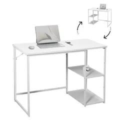 未使用)PCデスク ラック付き 白 Amazon | ZXD pcデスク ラック付き 幅80cm×奥行50cm パソコン