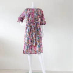 総柄 ロングワンピース 膝丈ワンピース 後ろボタン バックネットドレス THALOFLHDRESS2　Lofty Bamboo ロフティバンブーのサムネイル