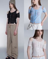 【SETUP‐EXE】Shoulder slit mesh button Top
