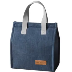 【特価商品】ランチバッグ お弁当袋 保冷 保温 厚手 大容量 防水 軽量 バッグ クーラー ランチトート 保温 断熱 通勤 通学 ピクニック 仕事 オフィス 旅行用 男女兼用 (紺色)